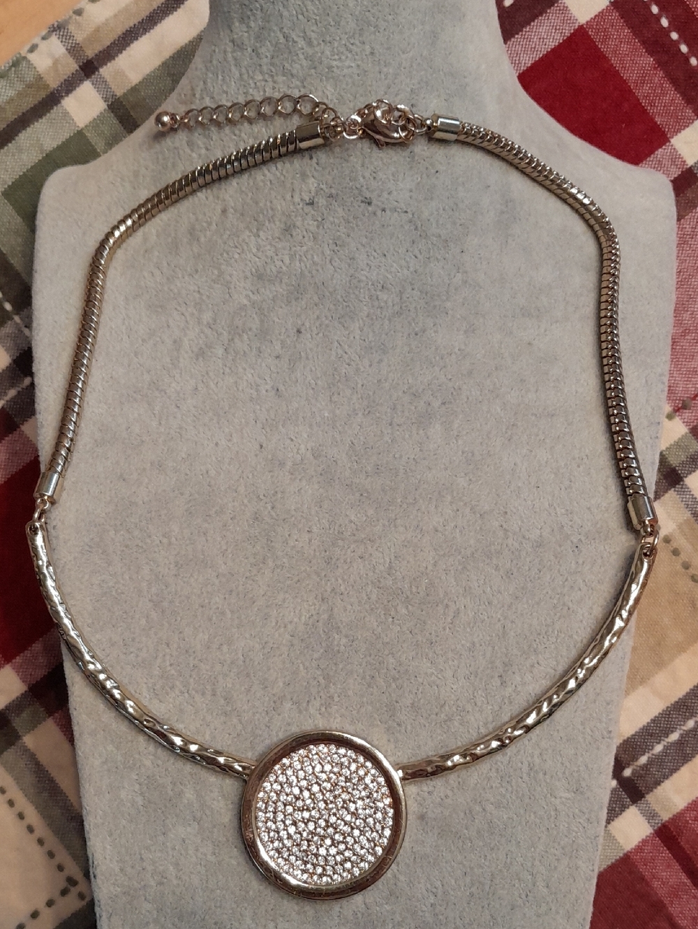Pave Disc Silver Necklace - Women's Fashion Jewelry